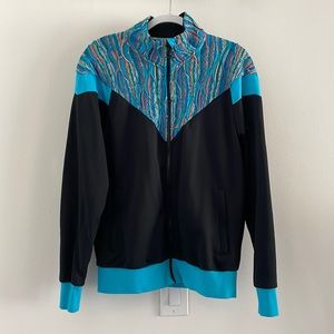 Puma Coogi track jacket in black and turquoise blue